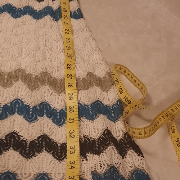 Dress Barn Cream and Blue Chevron Midi Dress - Picture 6 of 9